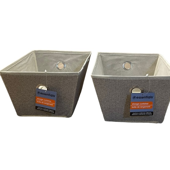 Tan Fabric 2 Pack Storage Baskets with Grommets NWT - Picture 8 of 12